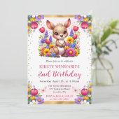 水彩イースターカンガルー春の花の誕生日 招待状 (スタンド正面)