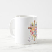 水彩イースタークロスパーソナライズされた コーヒーマグカップ (正面左)