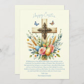 水彩イースタークロスパーソナライズされた シーズンカード (正面/裏面)