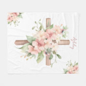 水彩イースタークロスパーソナライズされた フリースブランケット (正面(横))