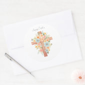 水彩イースタークロスパーソナライズされた ラウンドシール (封筒)