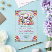 水彩イースターコアラと春の花の誕生日 アクリル招待状 (インサイチュ (ウェディング))