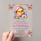 水彩イースターシック春の花誕生日 アクリル招待状 (インサイチュ (ポータブル))