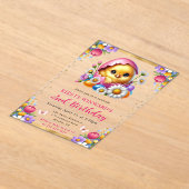 水彩イースターシック春の花誕生日 アクリル招待状 (レイダウン)