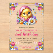 水彩イースターシック春の花誕生日 アクリル招待状 (正面)