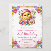 水彩イースターシック春の花誕生日 招待状 (正面)