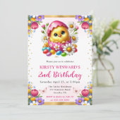 水彩イースターシック春の花誕生日 招待状 (スタンド正面)