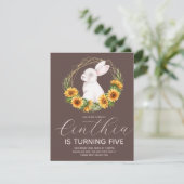 水彩イースターバニーひまわりフラワーズ 招待状 (スタンド正面)