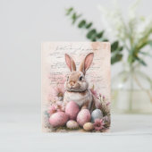 水彩イースターバニーカラーエッグ ポストカード (スタンド正面)