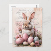 水彩イースターバニーカラーエッグ ポストカード (正面/裏面)