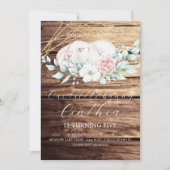 水彩イースターバニーガールフローラ誕生日ウッド 招待状 (正面)