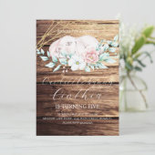 水彩イースターバニーガールフローラ誕生日ウッド 招待状 (スタンド正面)