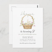 水彩イースターバニー誕生日招待状 ポストカード (正面/裏面)