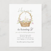 水彩イースターバニー誕生日招待状 ポストカード (正面)