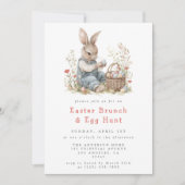 水彩イースターバニー・ブランチと卵の狩り 招待状 (正面)