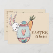 水彩イースターブランチと卵狩り招待状。 インビテーションポストカード (正面/裏面)