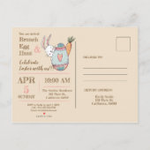 水彩イースターブランチと卵狩り招待状。 インビテーションポストカード (裏面)