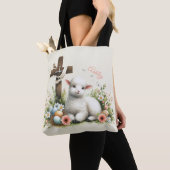 水彩イースターラムパーソナライズされた トートバッグ (クローズアップ)