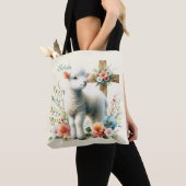 水彩イースターラムパーソナライズされた トートバッグ (クローズアップ)