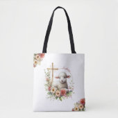 水彩イースターラムパーソナライズされた トートバッグ (正面)