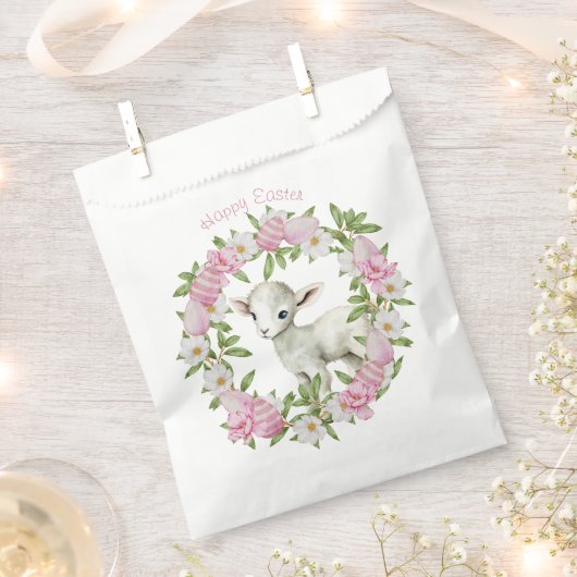 水彩イースターラムパーソナライズされた フェイバーバッグ (クリップ留めされた状態)