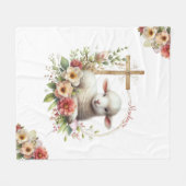 水彩イースターラムパーソナライズされた フリースブランケット (正面(横))