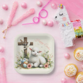 水彩イースターラムパーソナライズされた ペーパープレート (パーティー)