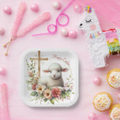 水彩イースターラムパーソナライズされた ペーパープレート (パーティー)