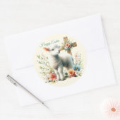 水彩イースターラムパーソナライズされた ラウンドシール (封筒)