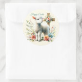 水彩イースターラムパーソナライズされた ラウンドシール (バッグ)