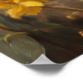 水彩イースター羊のプリント、黄色の野の花 ポスター (角)