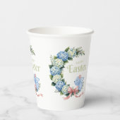 水彩イースター ハイドランジア  リース かわいい ウサギ 紙コップ (裏面)