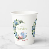 水彩イースター ハイドランジア  リース かわいい ウサギ 紙コップ (正面)