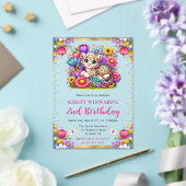 水彩イースター レオパード 春の花 誕生日 アクリル招待状 (インサイチュ (ウェディング))