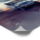 水彩イーストコーストウォータースケープ波止場 ポスター (角)