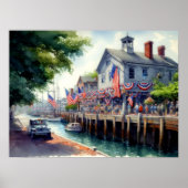 水彩イーストコーストウォータースケープ波止場 ポスター (正面)