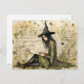 水彩ウィッチヴィンテージ紙 ポストカード (正面/裏面)