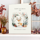 水彩ウィンターウッドランドハッピーホリデーズグリーティング カード