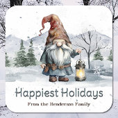 水彩ウィンタークリスマス格言 パーソナライズされた スクエアシール