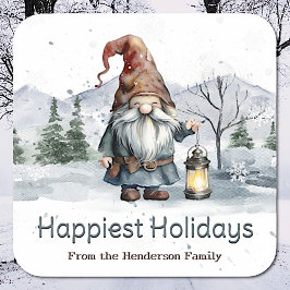 水彩ウィンタークリスマス格言 パーソナライズされた スクエアシール