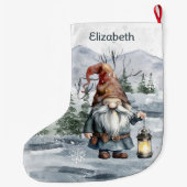 水彩ウィンタークリスマス格言 パーソナライズされた ラージクリスマスストッキング (裏面)