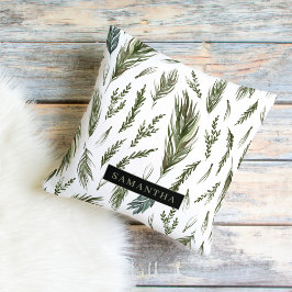 水彩ウィンターグリーンシームレスパターン アウトドアクッション