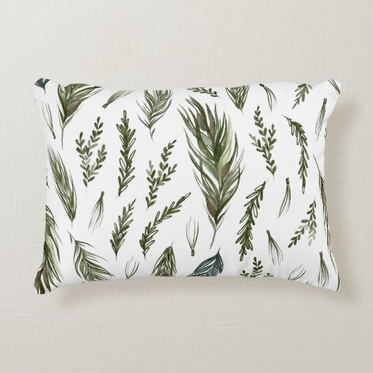 水彩ウィンターグリーンシームレスパターン アクセントクッション (正面)