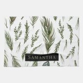 水彩ウィンターグリーンシームレスパターン キッチンタオル (横)