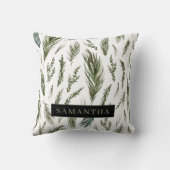 水彩ウィンターグリーンシームレスパターン クッション (裏面)