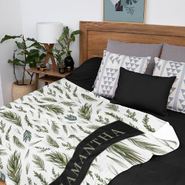 水彩ウィンターグリーンシームレスパターン シェルパブランケット