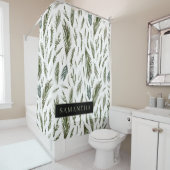 水彩ウィンターグリーンシームレスパターン シャワーカーテン (インサイチュ)