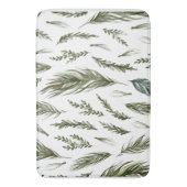 水彩ウィンターグリーンシームレスパターン バスマット (正面縦)