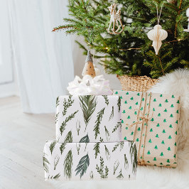 水彩ウィンターグリーンシームレスパターン ラッピングペーパー