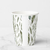 水彩ウィンターグリーンシームレスパターン 紙コップ (右)